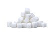 pile of refined white sugar cubes
