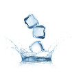 Ice cubes in water splash