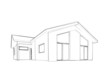 Sketch of modern house, bungalow – single object