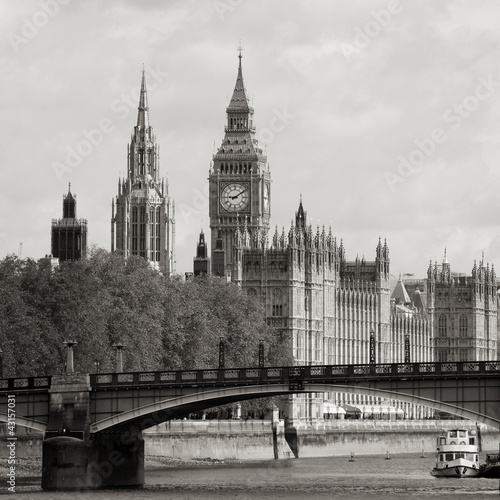Plakat na papierze fotorealistycznym Panoramę Londynu, pałac Westminster, Big Ben i wieżę victoria
