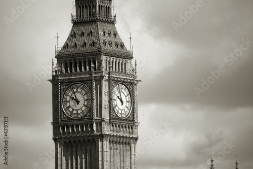 Plakat na papierze fotorealistycznym Big Ben widziany z południowego brzegu