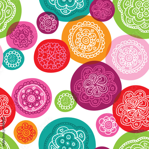 Naklejka - mata magnetyczna na lodówkę Seamless flower retro background pattern in vector