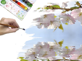 Canvas Print - hand painting spring picture