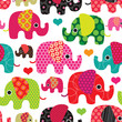 Seamless elephant kids pattern background in vector 
