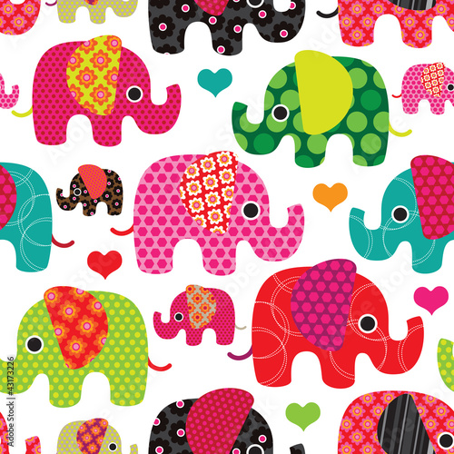 Naklejka - mata magnetyczna na lodówkę Seamless elephant kids pattern background in vector