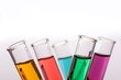 Laboratory test tubes with a colored liquids