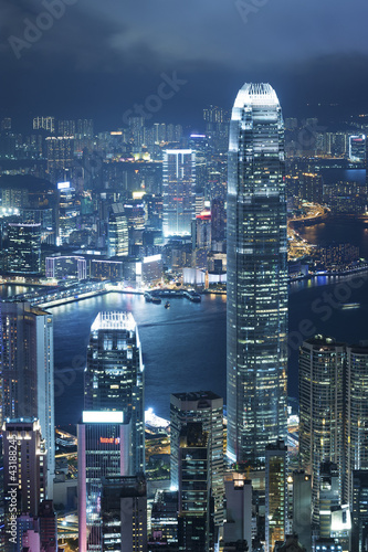 View of Victoria harbor from the peak at Hong Kong Poster