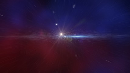 flying away from the earth through the stars. magic ball.