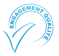 Poster - engagement qualité sur tampon validé bleu
