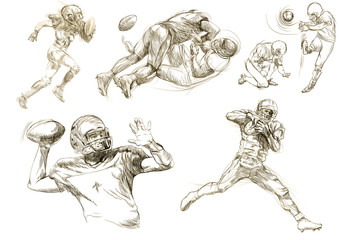 Poster - american football players collection (original sharp sketches)