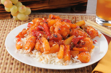 Wall Mural - Plate of sweet and sour chicken