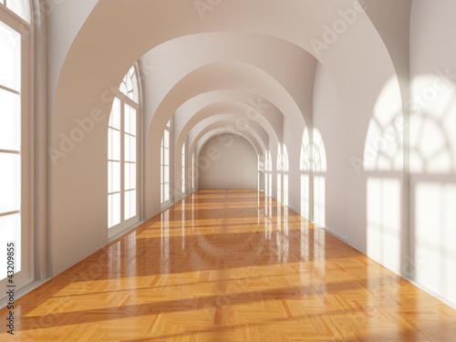 Fototapeta na wymiar Modern long corridor