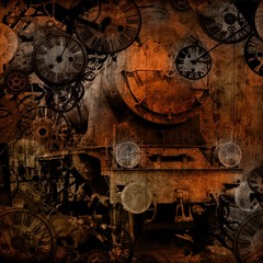 grunge vintage steam locomotive time machine