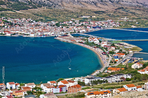 Board z aluminiowym obramowaniem Wyspa pag bay widok z lotu ptaka