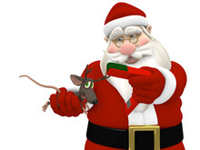 Santa Stapling Antlers On A Mouse