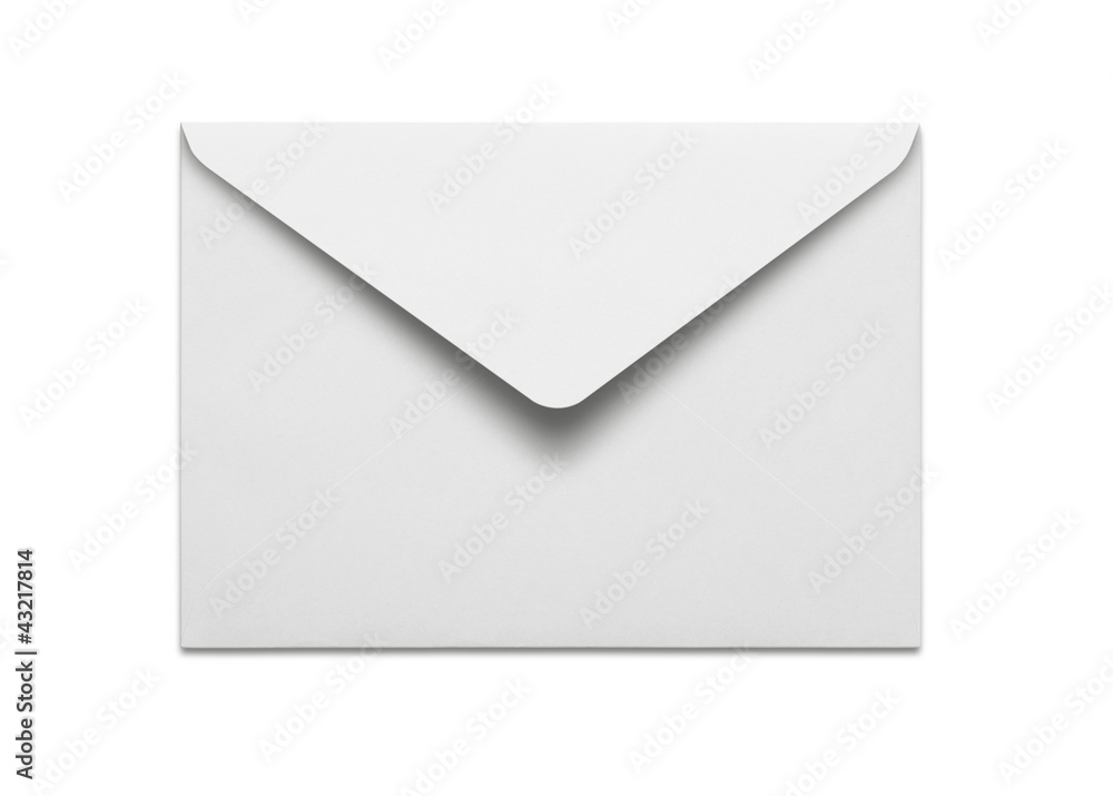 Blank envelope isolated on white background with clipping path - obrazy, fototapety, plakaty 