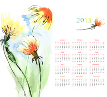 Calendar With Dandelion