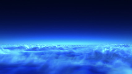 Wall Mural - night flight over clouds, loop-able 3d animation