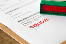 Cancelled Letter Rubber Stamp  On Application Form