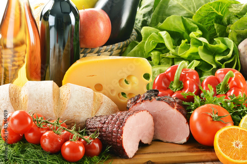 Fototapeta do kuchni Composition with variety of grocery products