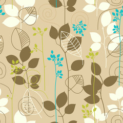 Poster - Retro fall leaves seamless pattern