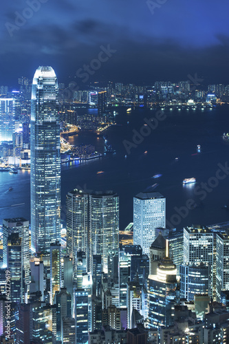 View of Victoria harbor from the peak at Hong Kong Poster