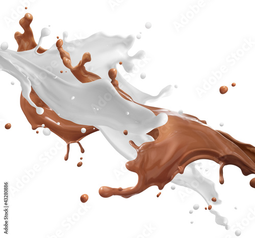 Fototapeta na wymiar milk and chocolate splash