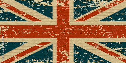 Naklejka - mata magnetyczna na lodówkę UK grunge flag on old carboard texture. Vector eps10