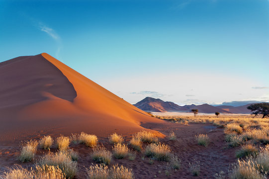 Beautiful sunset dunes Namib desert, Sossusvlei, Namibia