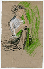 Poster - woman, crayons, hand drawing