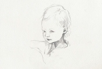 Sticker - pencil drawing - child