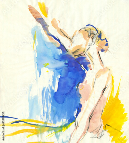 Naklejki Edgar Degas  balerina-technika-akwareli-i-wegiel