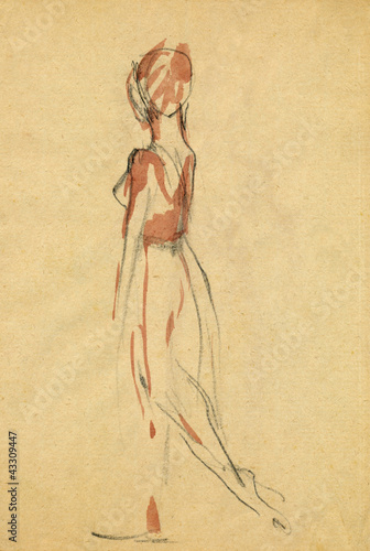 Fototapety Edgar Degas  balerina-akwarele-i-technika-czarnego-wegla
