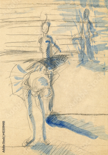 Naklejki Edgar Degas  balerina-technika-akwareli
