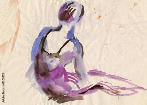 Naklejka dekoracyjna ballerina, water colors technique