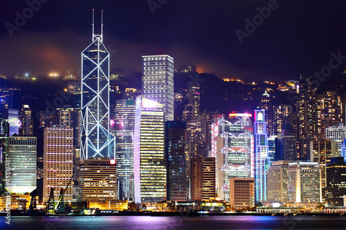 Tapeta ścienna Hong kong cityscape w nocy
