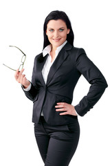 Confident business woman with a pair of glasses