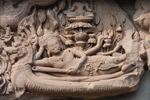 Dettaglio Al Tempio Khmer Di Prasat Muang Tam In Tailandia