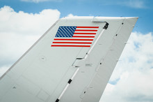 USA Stars And Stripes Flag On An Aircraft Rudder