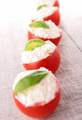 Canvas Print - stuffed tomato with cheese and basil