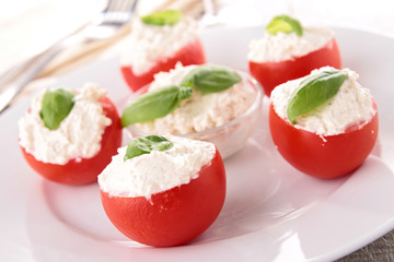 Wall Mural - stuffed tomato with cheese and basil