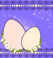 Wall Mural - Eggs with lace ornaments and flowers.