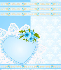 Wall Mural - Vintage background with lace ornaments and flowers.