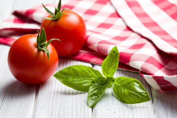 fresh basil leaves and tomatoes