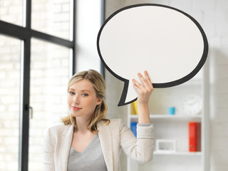 Sticker - smiling businesswoman with blank text bubble