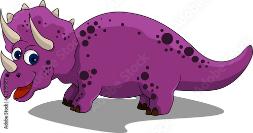 Naklejka ścienna Illustration of funny Triceratops Dinosaur
