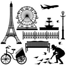 Paris Street Park Eiffel Tower Ferris Wheel