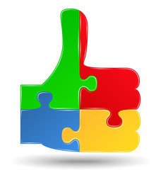 Wall Mural - Puzzle thumbs up symbol