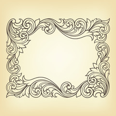 Wall Mural - Vector vintage border frame engraving