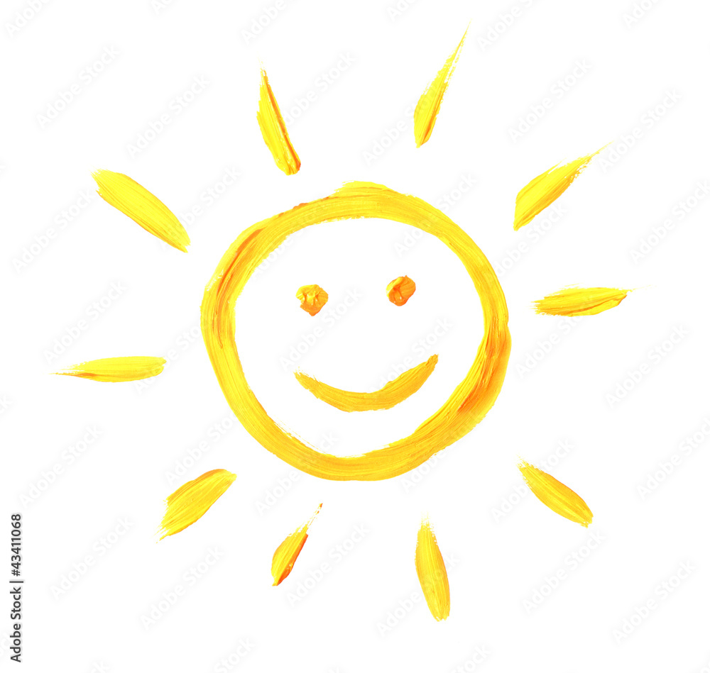 bright sun painted isolated on white